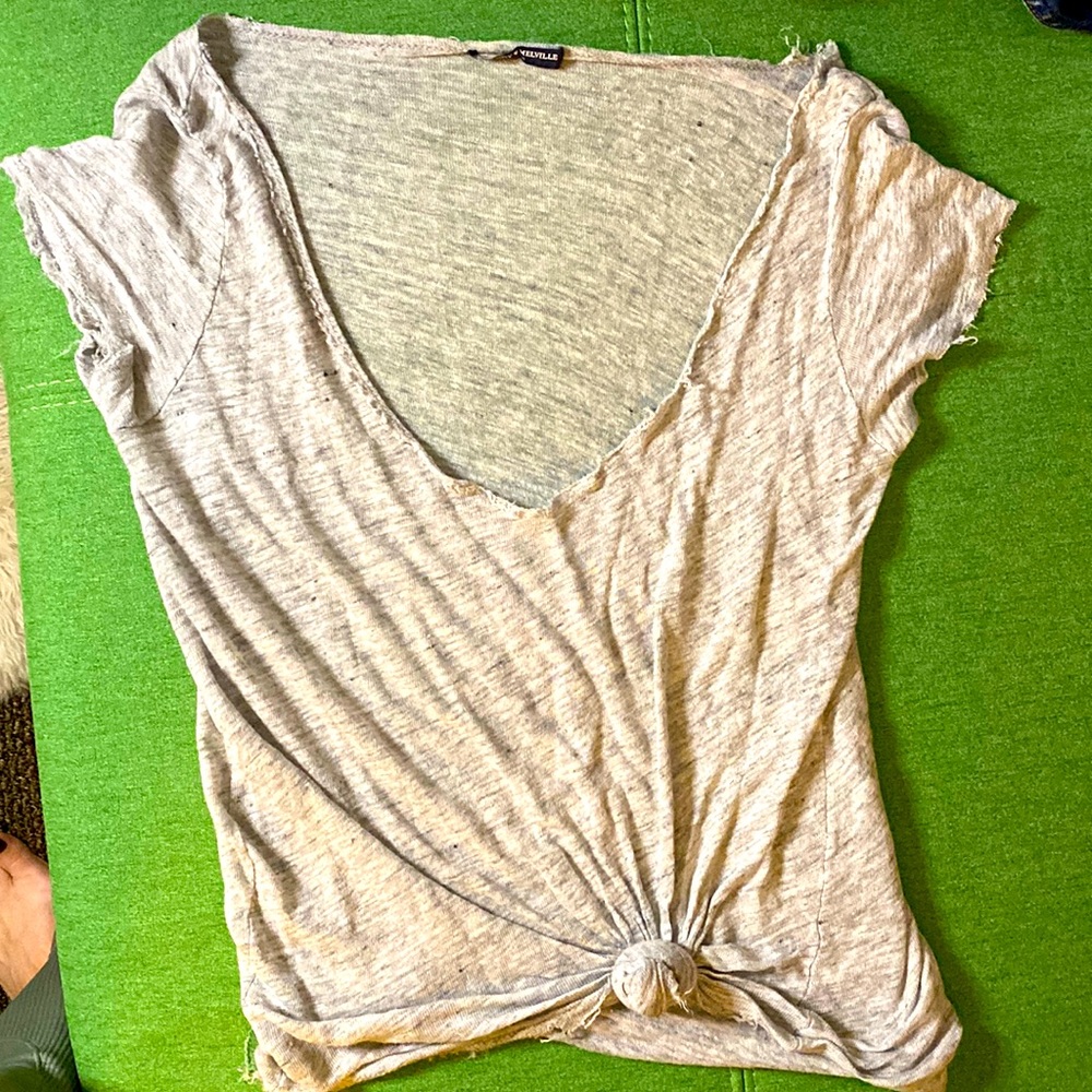 Brandy Melville stretchy low v-neck T- one size